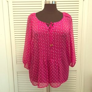 Beautiful Pink Charter Club Blouse - Polka dot